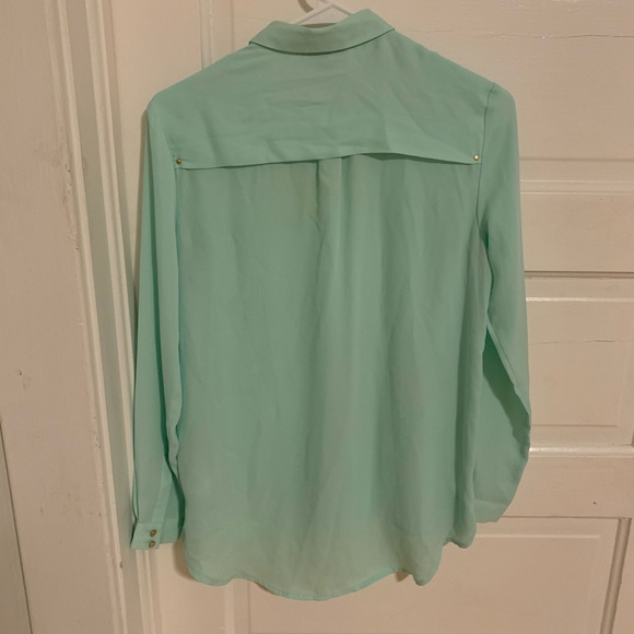 Teal Long Sleeve H&M Button Down Size Size 4 - Picture 2 of 8